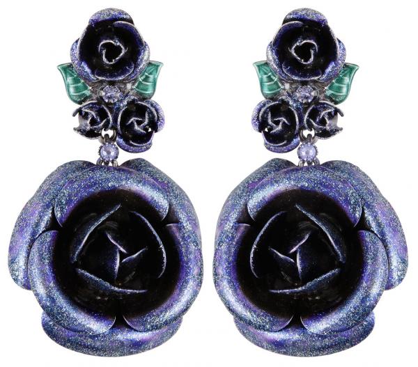 They call me the wild rose earrings in blue/purple - Konplott